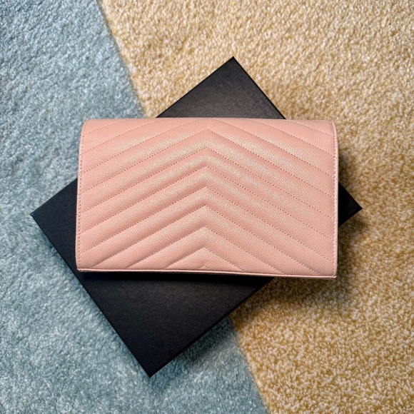 YSL Cassandre Chain Wallet Leather Dark Beige - Picture 2 of 7